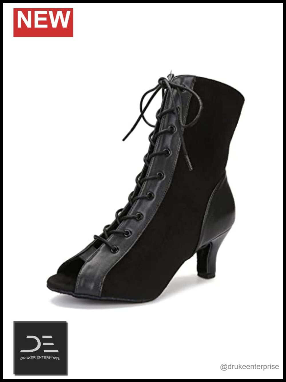 Women's Suede Ballroom Dance Boots Latin Salsa Practice Heels Lace Up